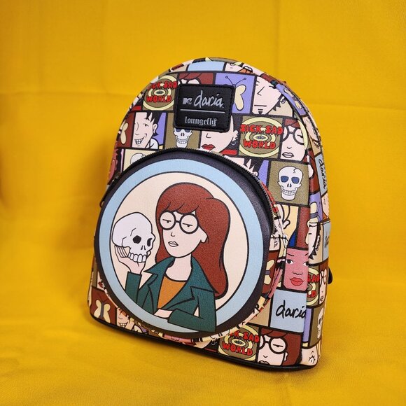 Loungefly Daria Grid Skull MTV Soft Tag 90s Cartoon Mini Backpack NEW - Picture 7 of 10
